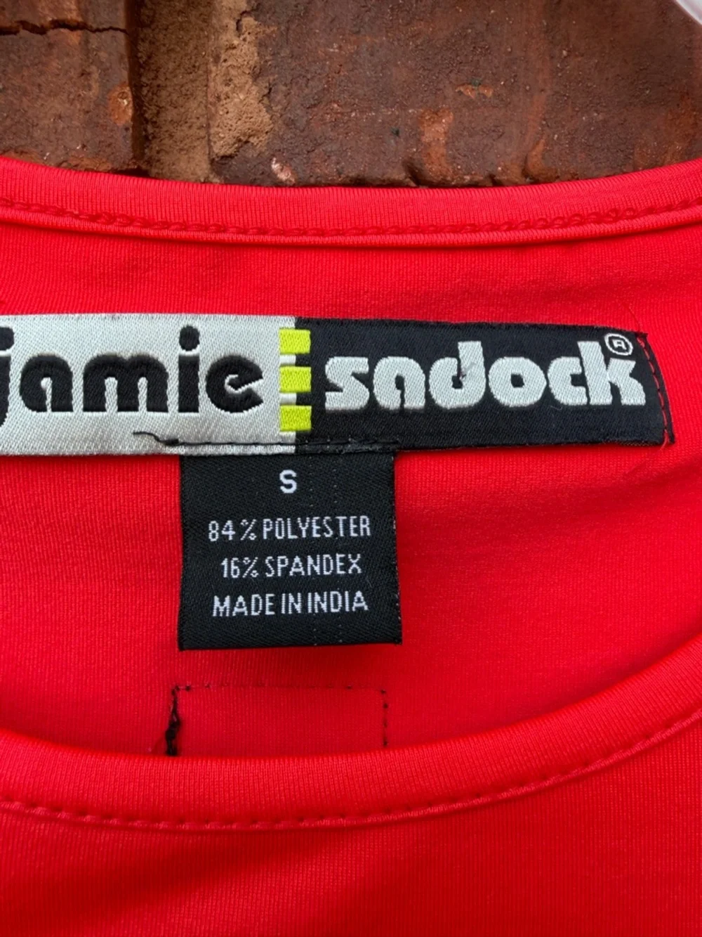 Jamie Sadock Red Too Shirt Tennis Golf Pickleball Short Sleeve Detail - Picture 3 of 4